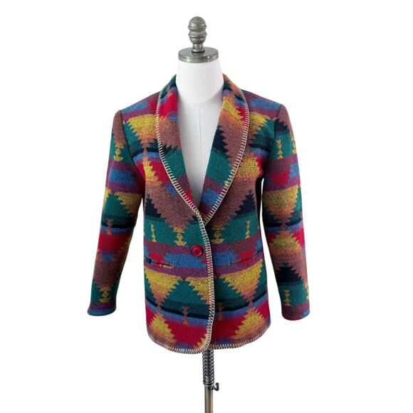Vintage 80s/90s David Paul Multicolor Southwest Print Blazer Women's Size XS/S - Picture 6 of 6